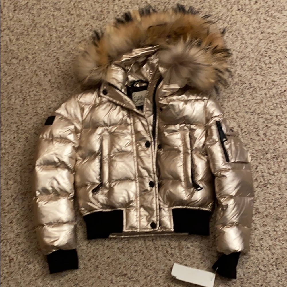 Brand new girls sam. Down fur bomber puffer coat
